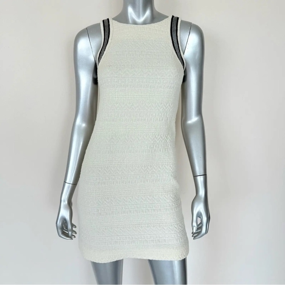 NWT! The Kooples Cream Sleeveless Dress with Black Trim, Size 0 (US XS)